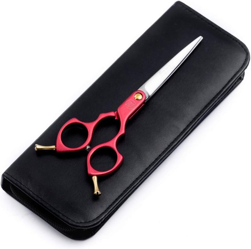 Moontay 6.0" Professional Straight Pet Grooming Scissor, Dog Cat Grooming Shear/Scissor with Ultra-Light Aeronautical Aluminum Handle, 440C Japanese Stainless Steel Pet Grooming Shear, Red - Image 4